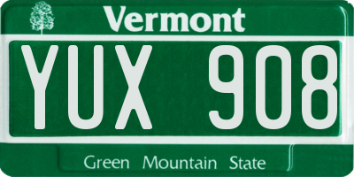 VT license plate YUX908