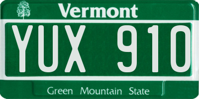 VT license plate YUX910