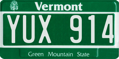 VT license plate YUX914