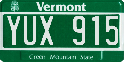 VT license plate YUX915