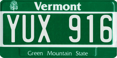 VT license plate YUX916