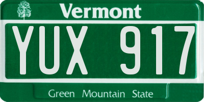 VT license plate YUX917