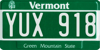 VT license plate YUX918