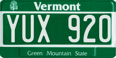 VT license plate YUX920