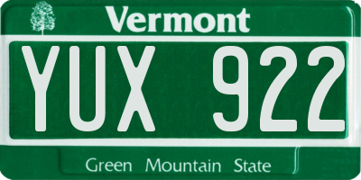 VT license plate YUX922