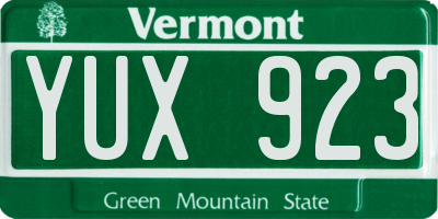 VT license plate YUX923
