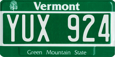VT license plate YUX924