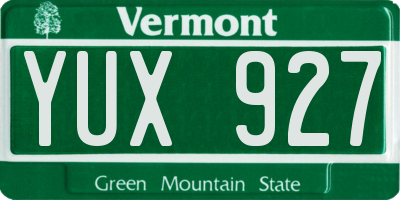 VT license plate YUX927