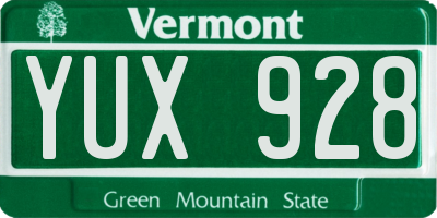 VT license plate YUX928