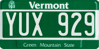 VT license plate YUX929