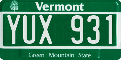 VT license plate YUX931