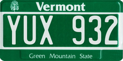 VT license plate YUX932