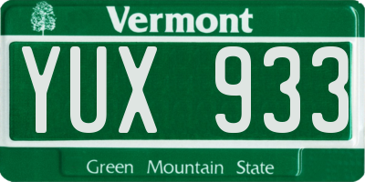 VT license plate YUX933