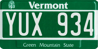 VT license plate YUX934
