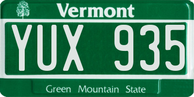 VT license plate YUX935