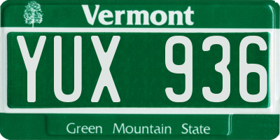 VT license plate YUX936