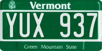 VT license plate YUX937