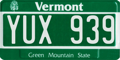 VT license plate YUX939