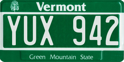 VT license plate YUX942