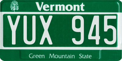 VT license plate YUX945