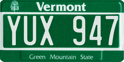 VT license plate YUX947
