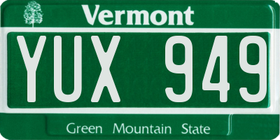 VT license plate YUX949