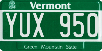 VT license plate YUX950
