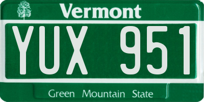 VT license plate YUX951