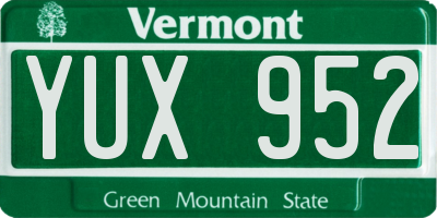 VT license plate YUX952