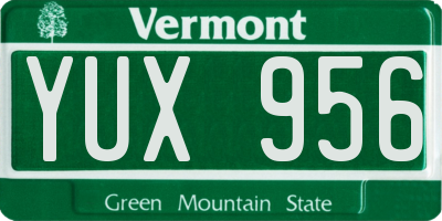VT license plate YUX956