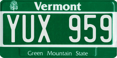 VT license plate YUX959