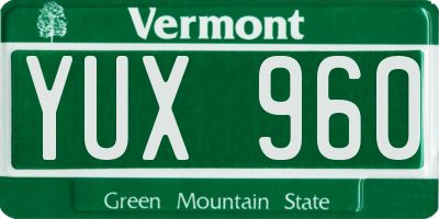 VT license plate YUX960