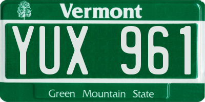 VT license plate YUX961