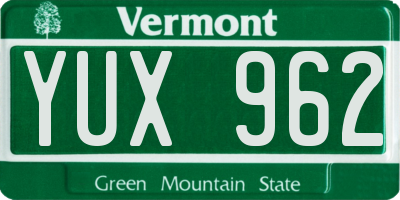 VT license plate YUX962