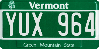 VT license plate YUX964