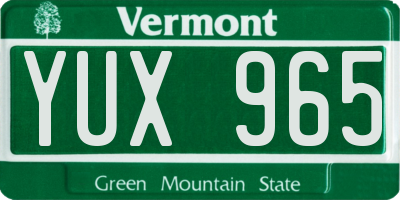 VT license plate YUX965
