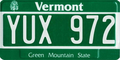 VT license plate YUX972