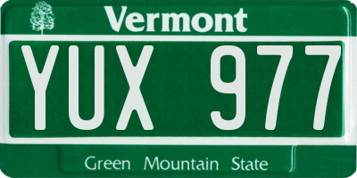 VT license plate YUX977