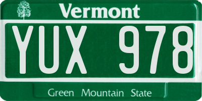 VT license plate YUX978