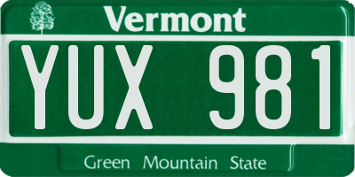 VT license plate YUX981