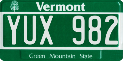VT license plate YUX982