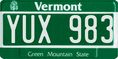VT license plate YUX983