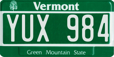VT license plate YUX984