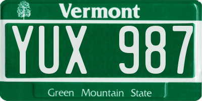 VT license plate YUX987