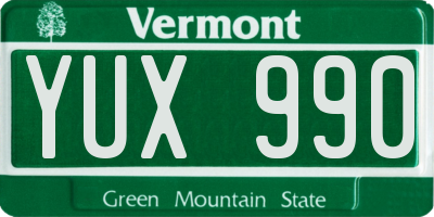 VT license plate YUX990