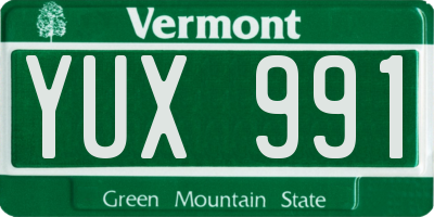 VT license plate YUX991