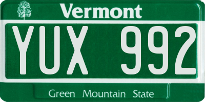 VT license plate YUX992