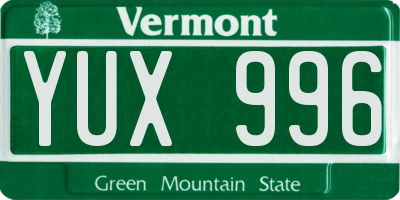 VT license plate YUX996