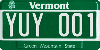 VT license plate YUY001