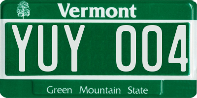 VT license plate YUY004